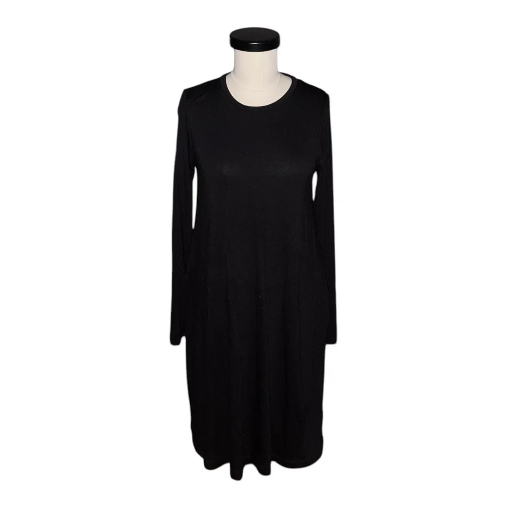 J. Crew Black Swingy Long Sleeve Dress